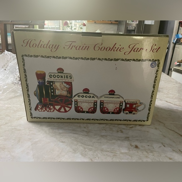 VTG Christmas Bear Train Cookie Jar Cocoa Cart Marshmallow Car - Picture 5 of 14